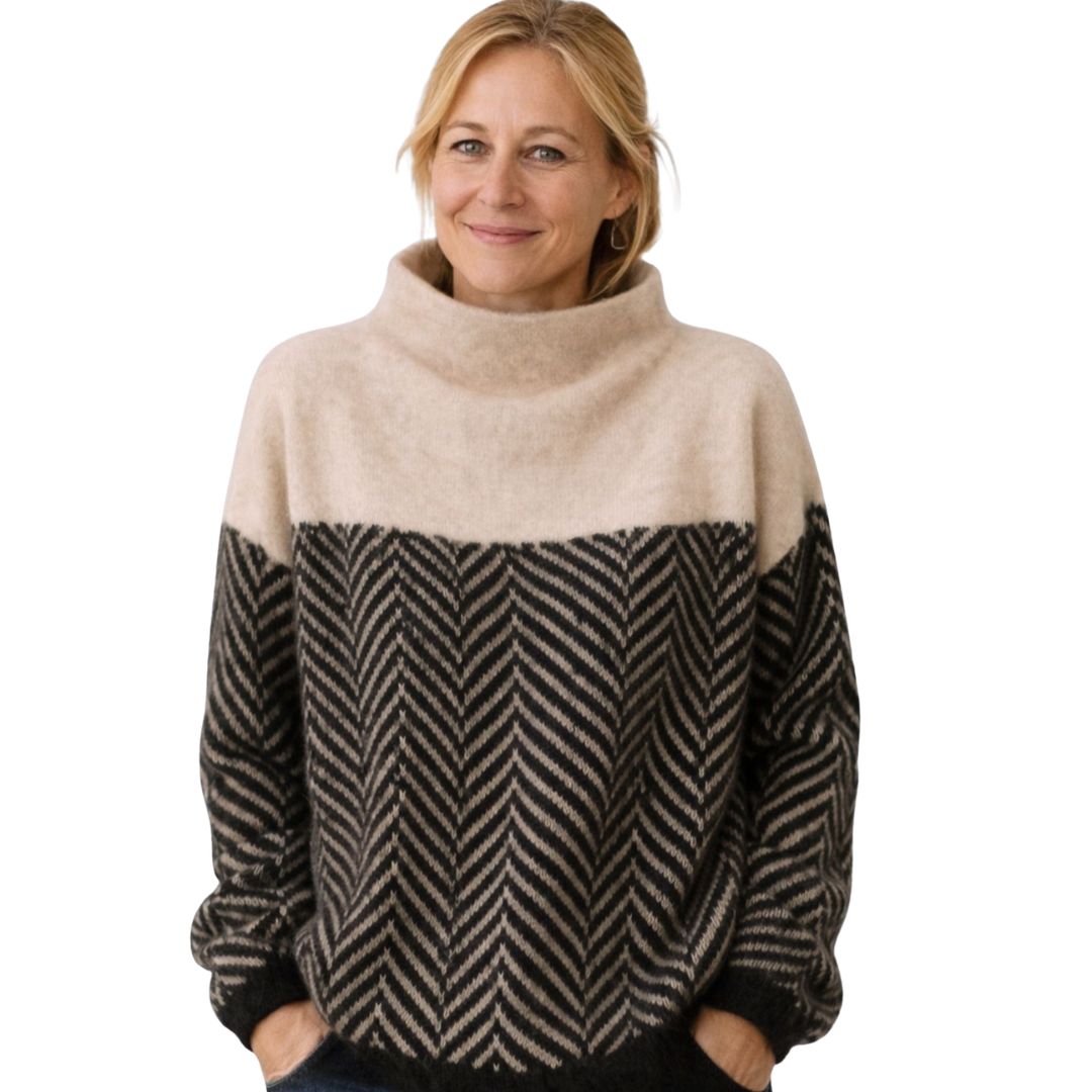 Elena | Pull à Col Montant à Motif Chevron
