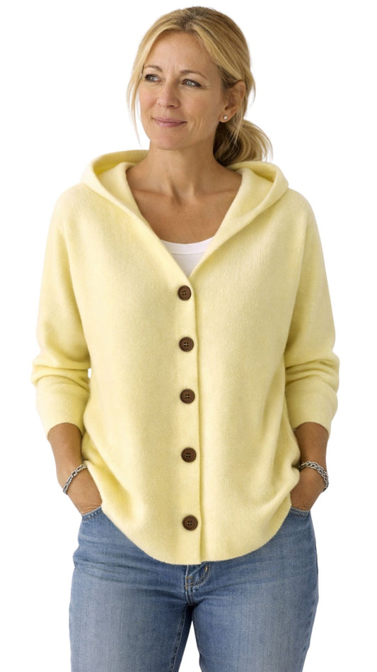 Clara | Strickjacke mit Kapuze und Knopfleiste für Damen